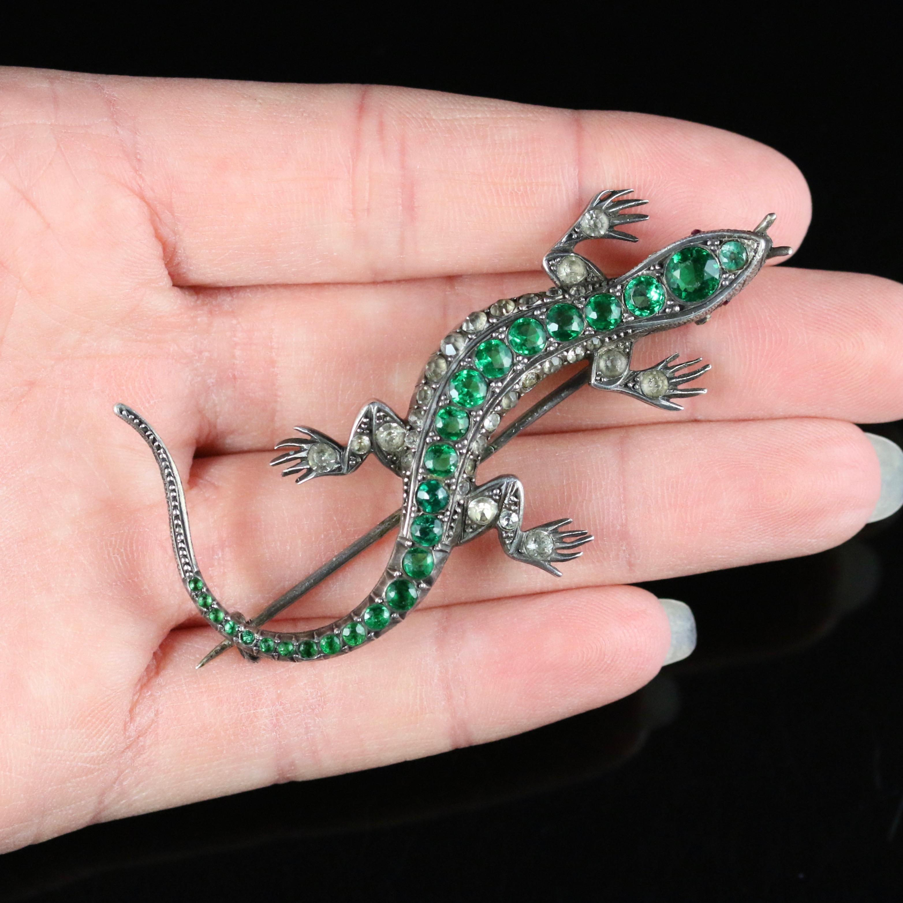 Antique Victorian Paste Lizard Brooch, circa 1890 5