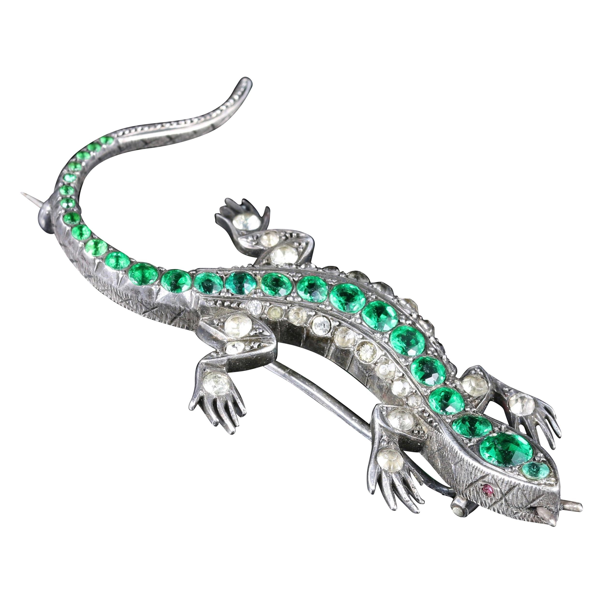 Antique Victorian Paste Lizard Brooch, circa 1890