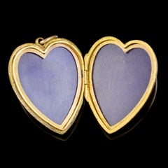 Antique Victorian Paste Lyre Heart Locket 9 Carat Gold Back and Front
