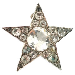 Antique Victorian Paste Star Brooch, Sterling Silver