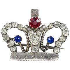Antique Victorian Paste Stone Crown circa 1900 Brooch