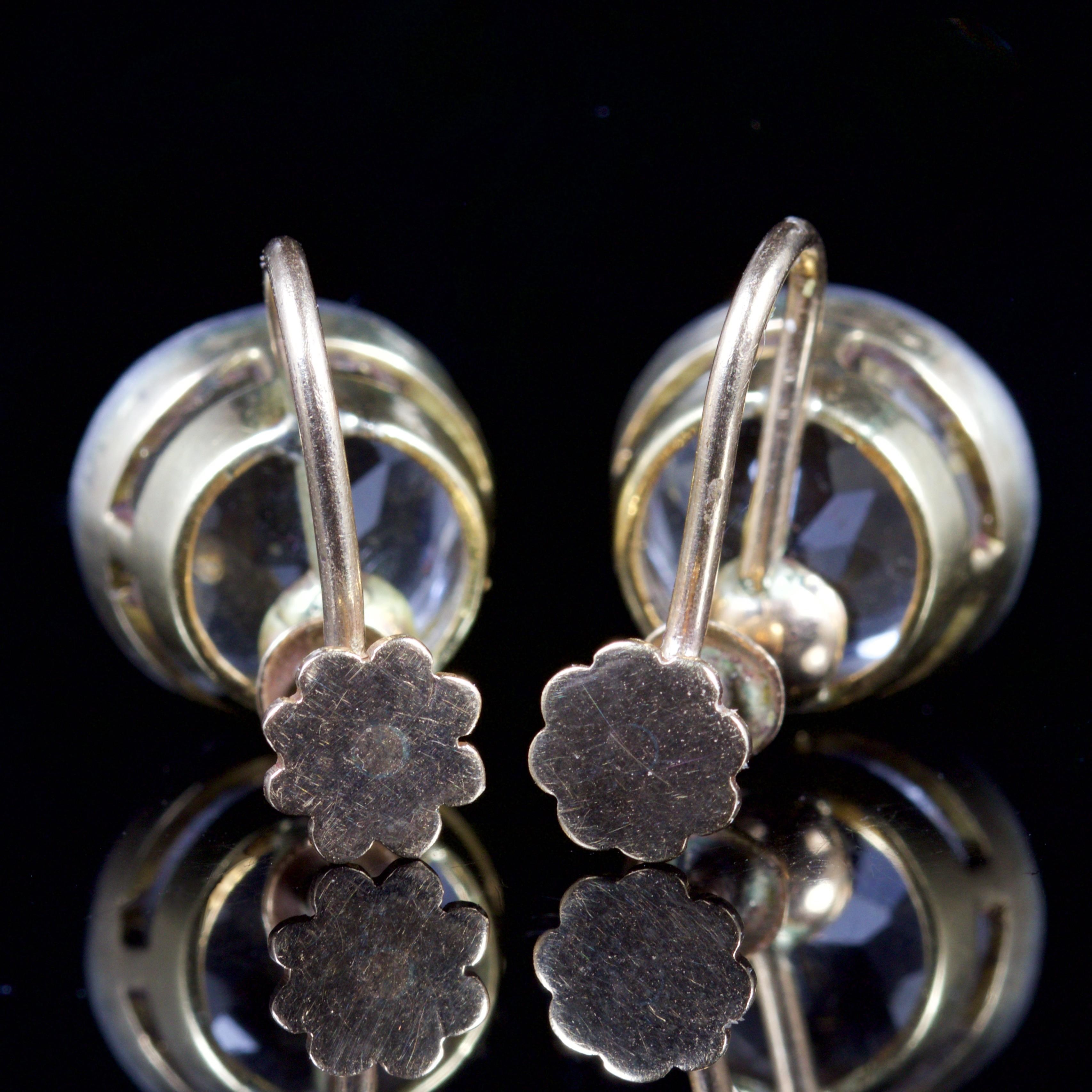 Antique Victorian Paste Stone Screw Earrings Silver 18 Carat, circa 1860 In Excellent Condition For Sale In Lancaster, Lancashire