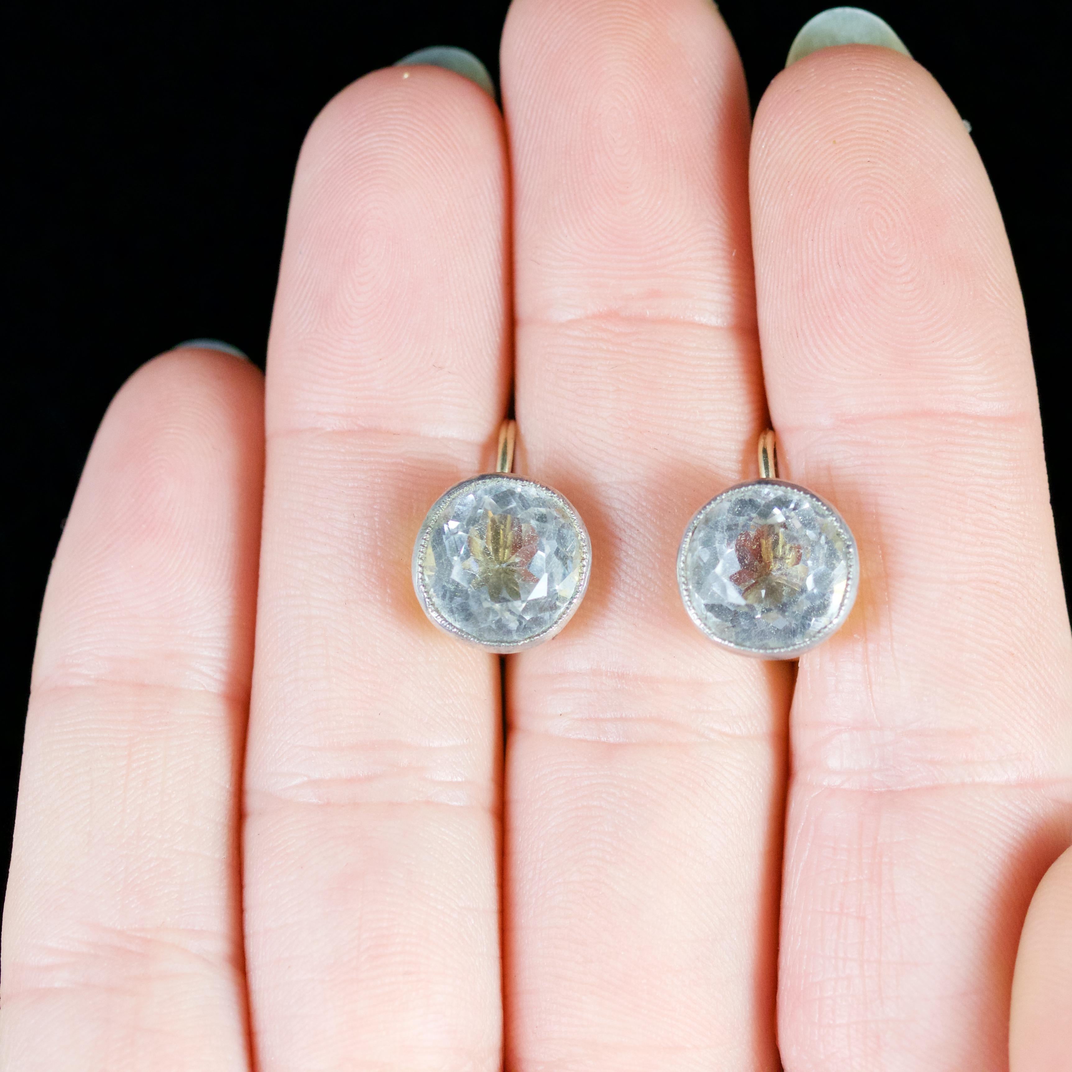 Antique Victorian Paste Stone Screw Earrings Silver 18 Carat, circa 1860 For Sale 2