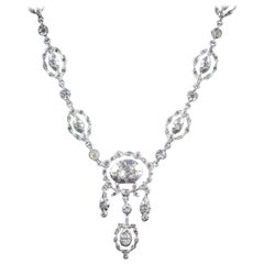 Antique Victorian Paste Stone Silver, circa 1890 Boxed Necklace
