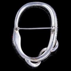 Antique Victorian Paste Stone Snake Brooch Silver, circa 1900