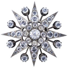 Antique Victorian Paste Stone Star Silver, circa 1880 Brooch