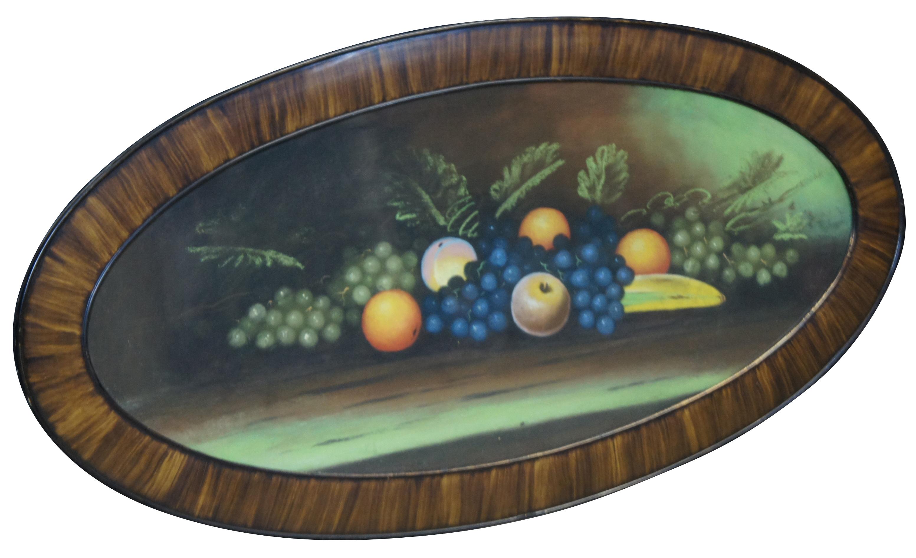 Antikes viktorianisches Pastellgemälde Stillleben Obst, oval, gerahmter Realismus (Spätviktorianisch) im Angebot