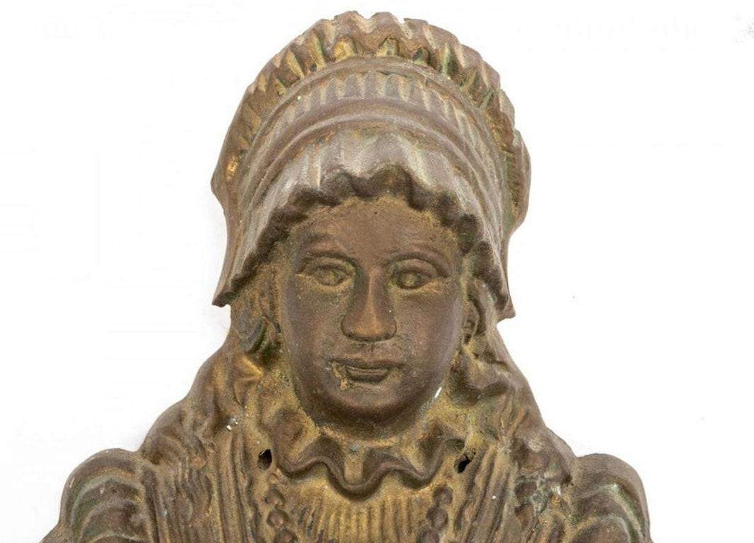 Antique Victorian Patinated Brass Towel Holder In Good Condition In Forney, TX