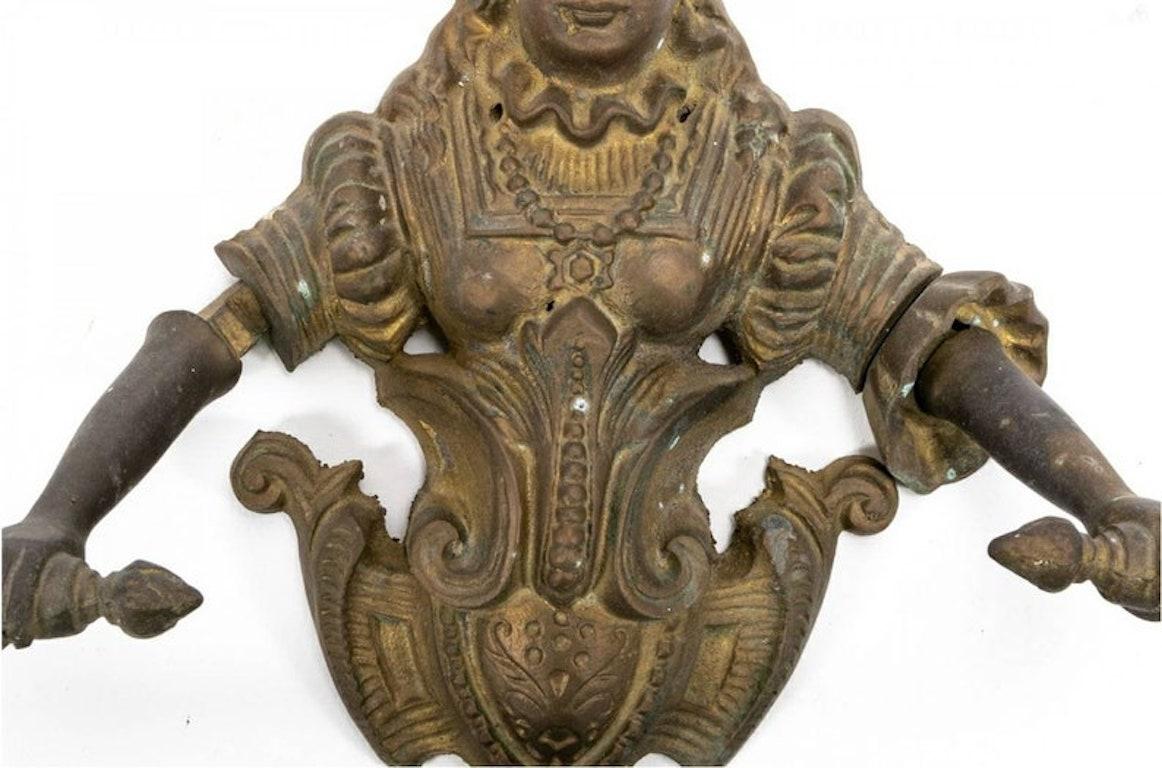 20th Century Antique Victorian Patinated Brass Towel Holder