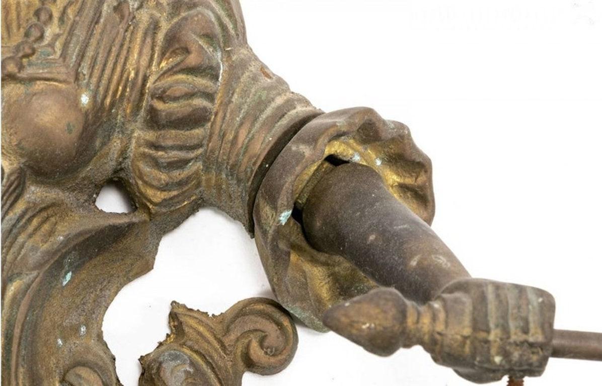 Antique Victorian Patinated Brass Towel Holder 1