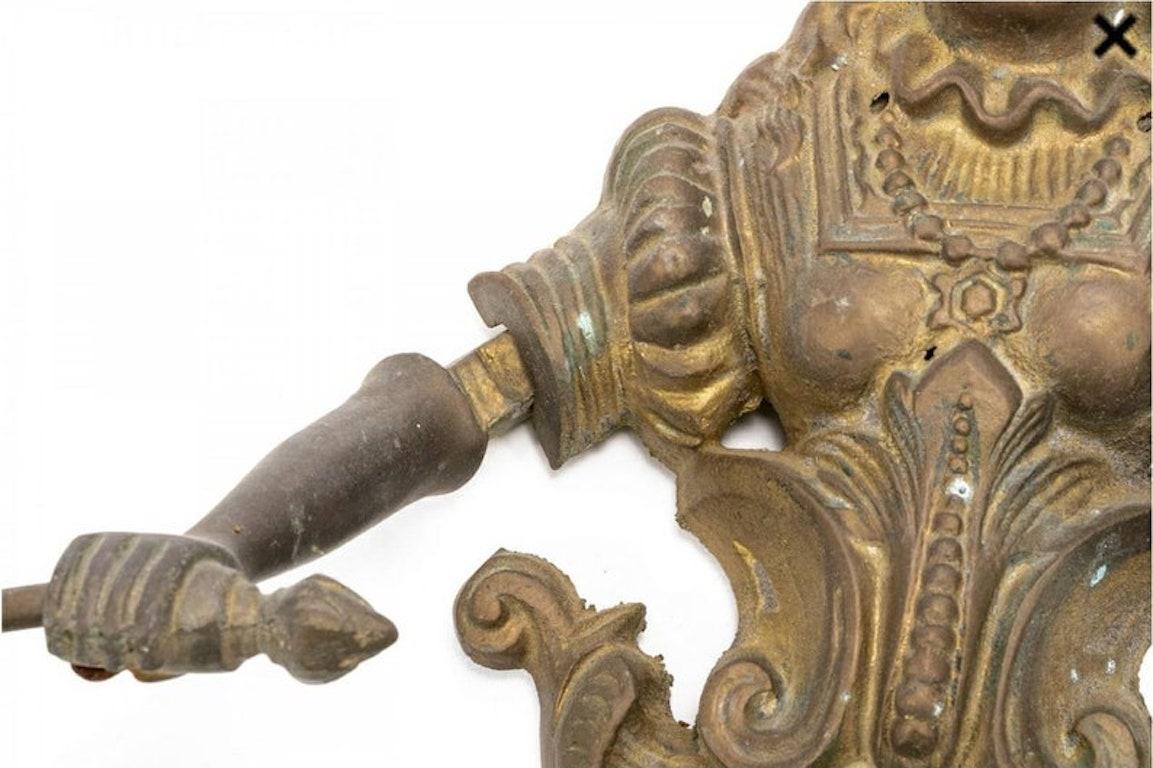 Antique Victorian Patinated Brass Towel Holder 2