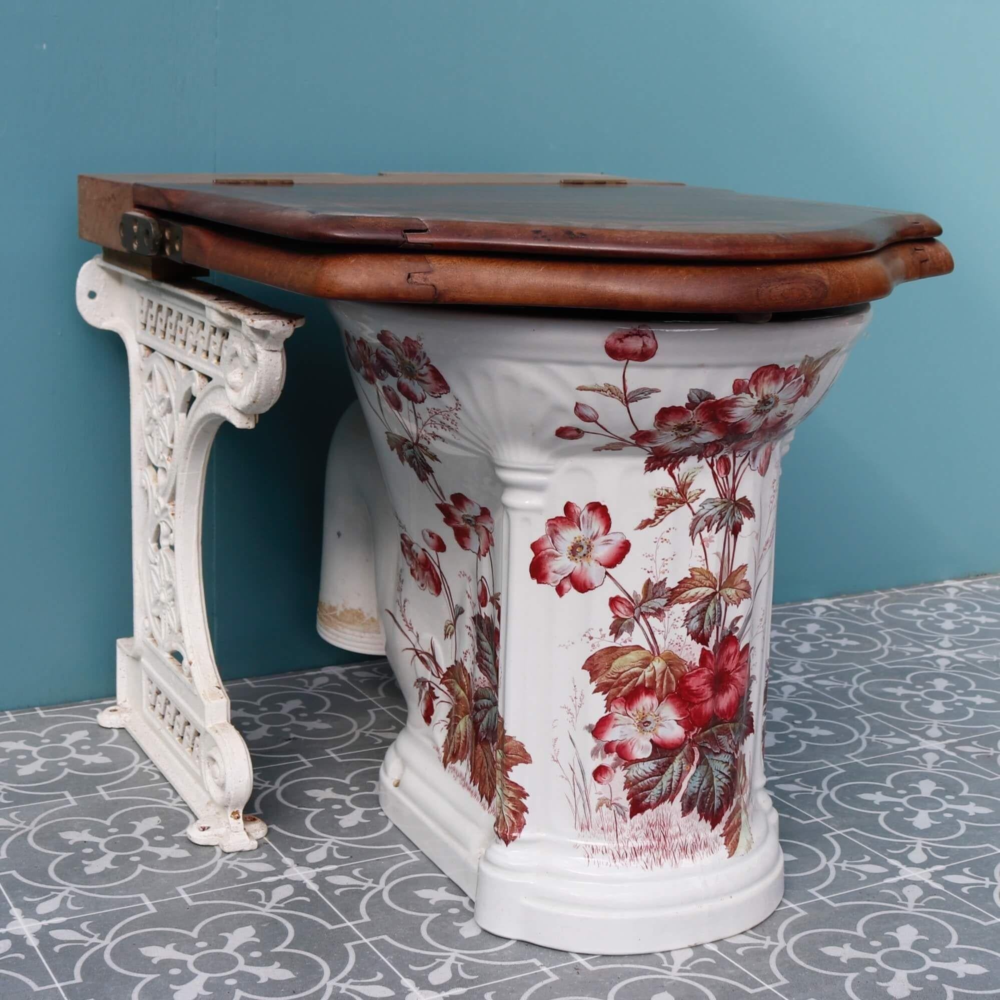 19th Century Antique Victorian Patterned ‘Viaduct’ Toilet with Seat