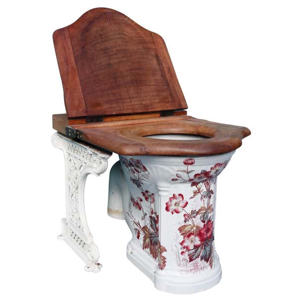 Antique Victorian Patterned ‘Viaduct’ Toilet with Seat For Sale at ...