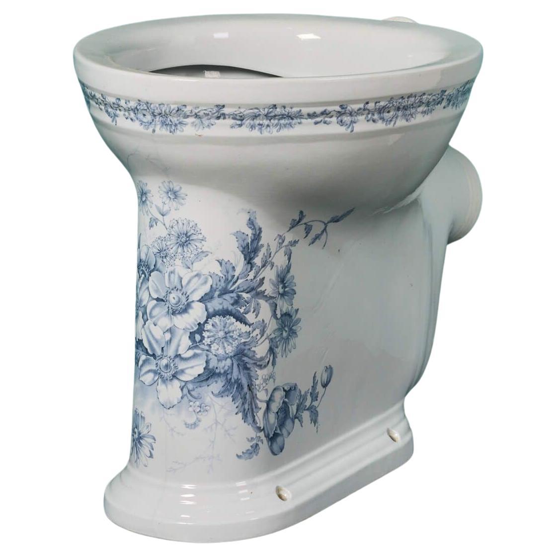 Antique Victorian Patterned Waterfall Toilet with P Trap For Sale