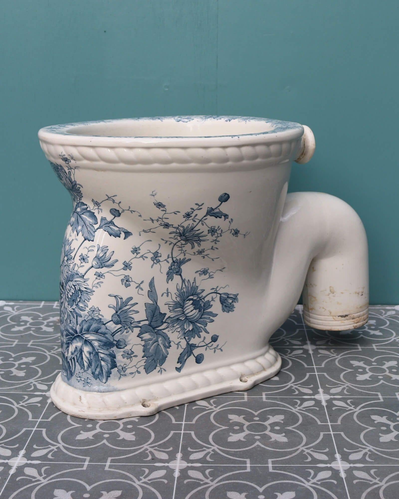 19th Century Antique Victorian Patterned Waterfall Toilet with S Trap