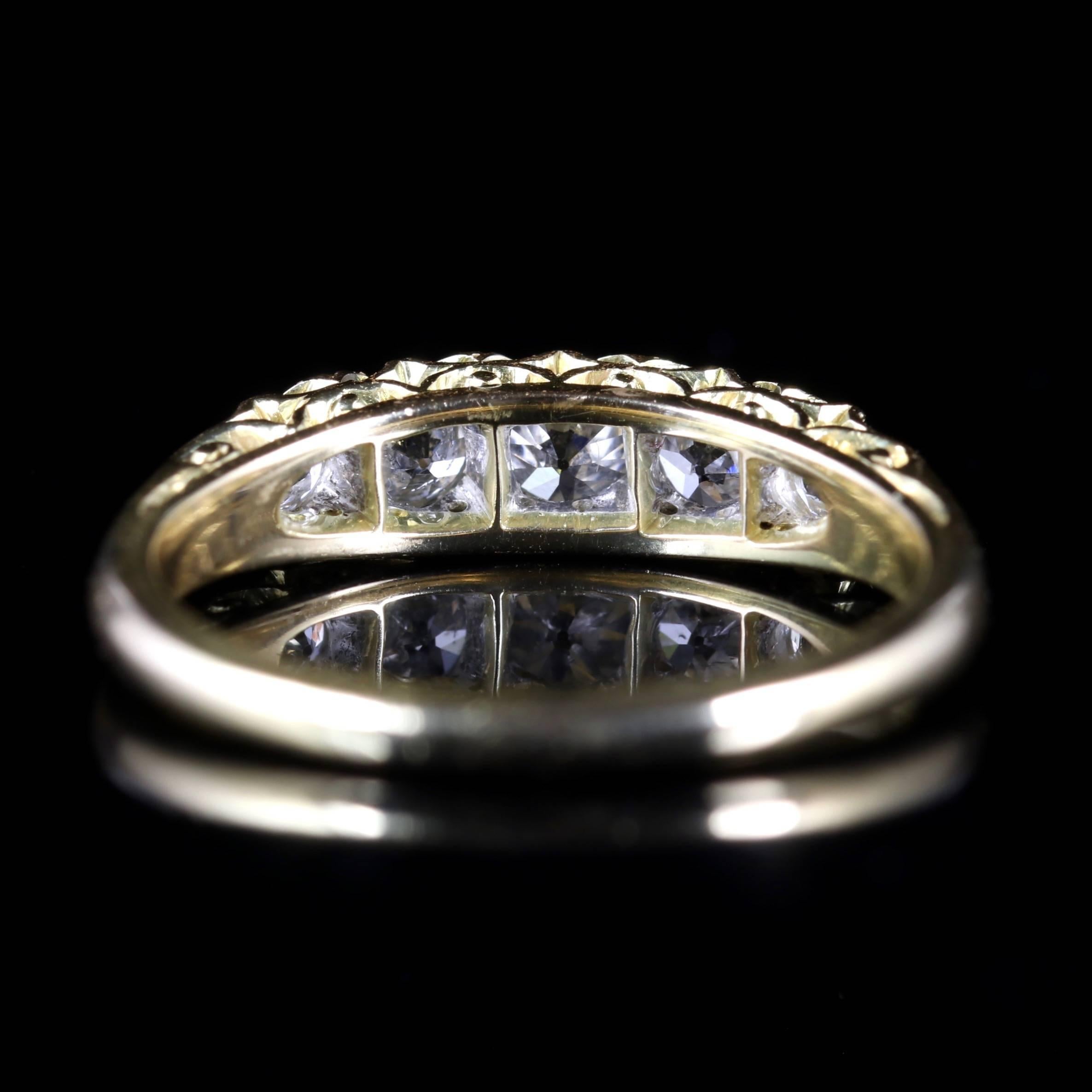 Antique Victorian Pave Set Diamond Ring Five-Stone 18 Carat, circa 1880 In Excellent Condition In Lancaster, Lancashire
