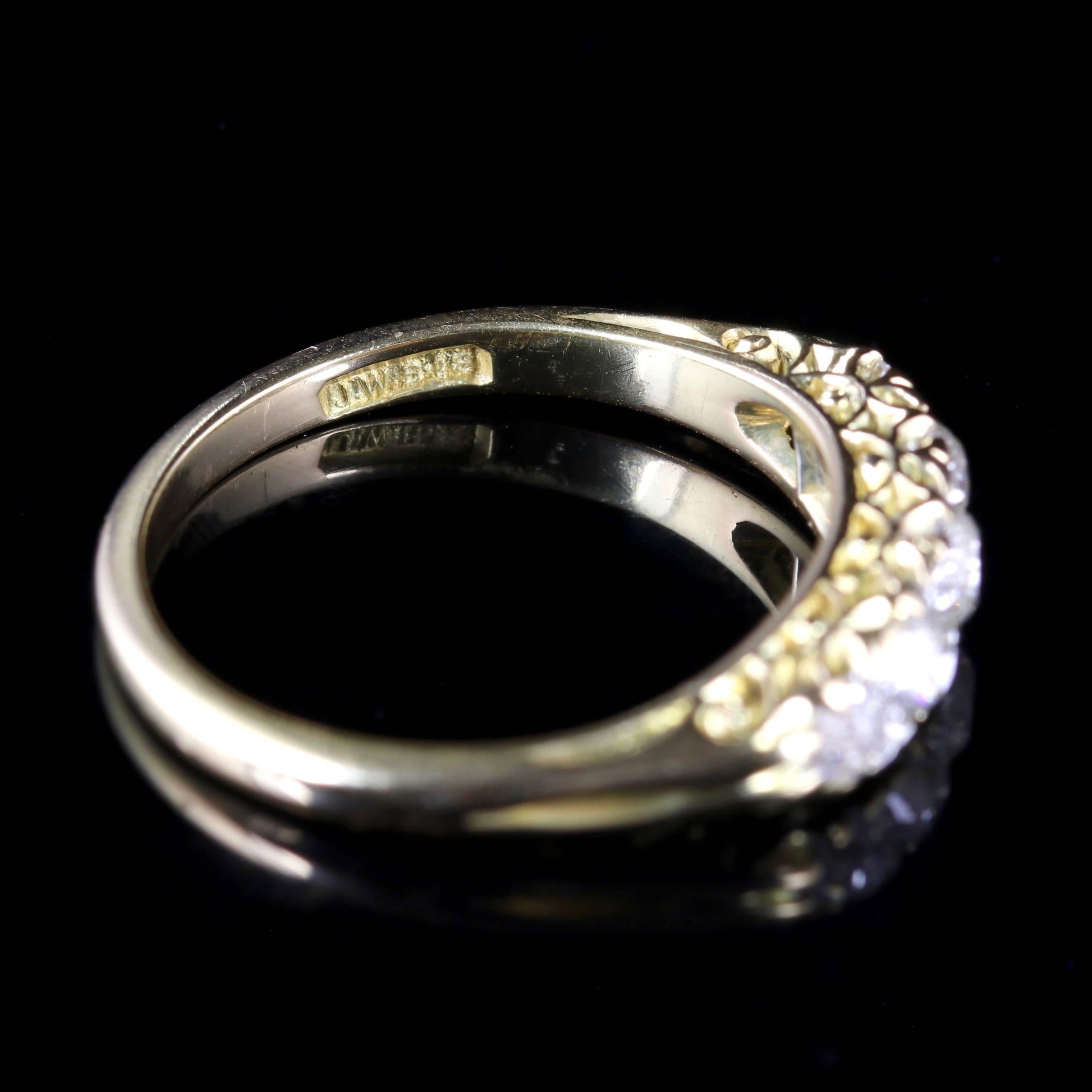 Antique Victorian Pave Set Diamond Ring Five-Stone 18 Carat, circa 1880 1