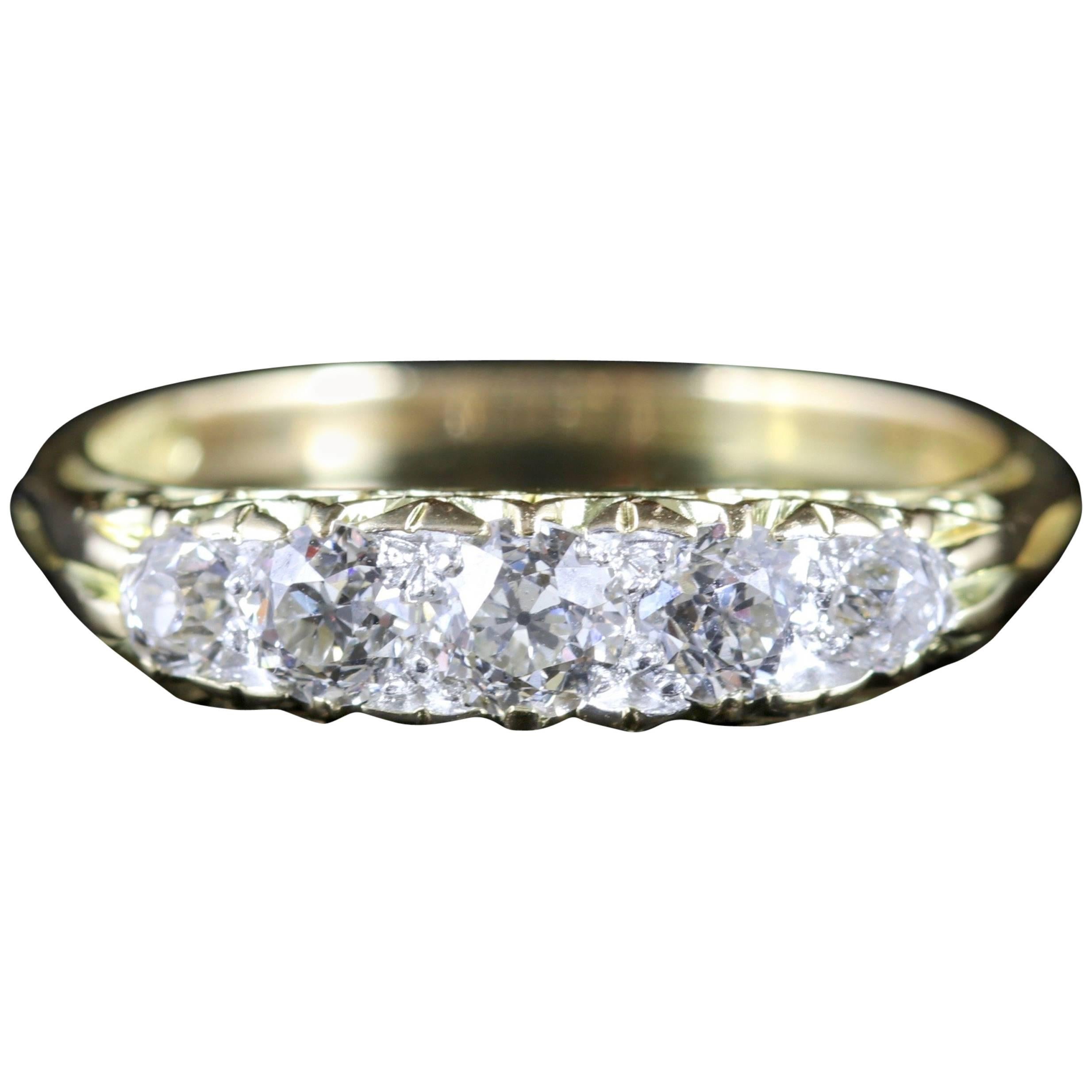 Antique Victorian Pave Set Diamond Ring Five-Stone 18 Carat, circa 1880