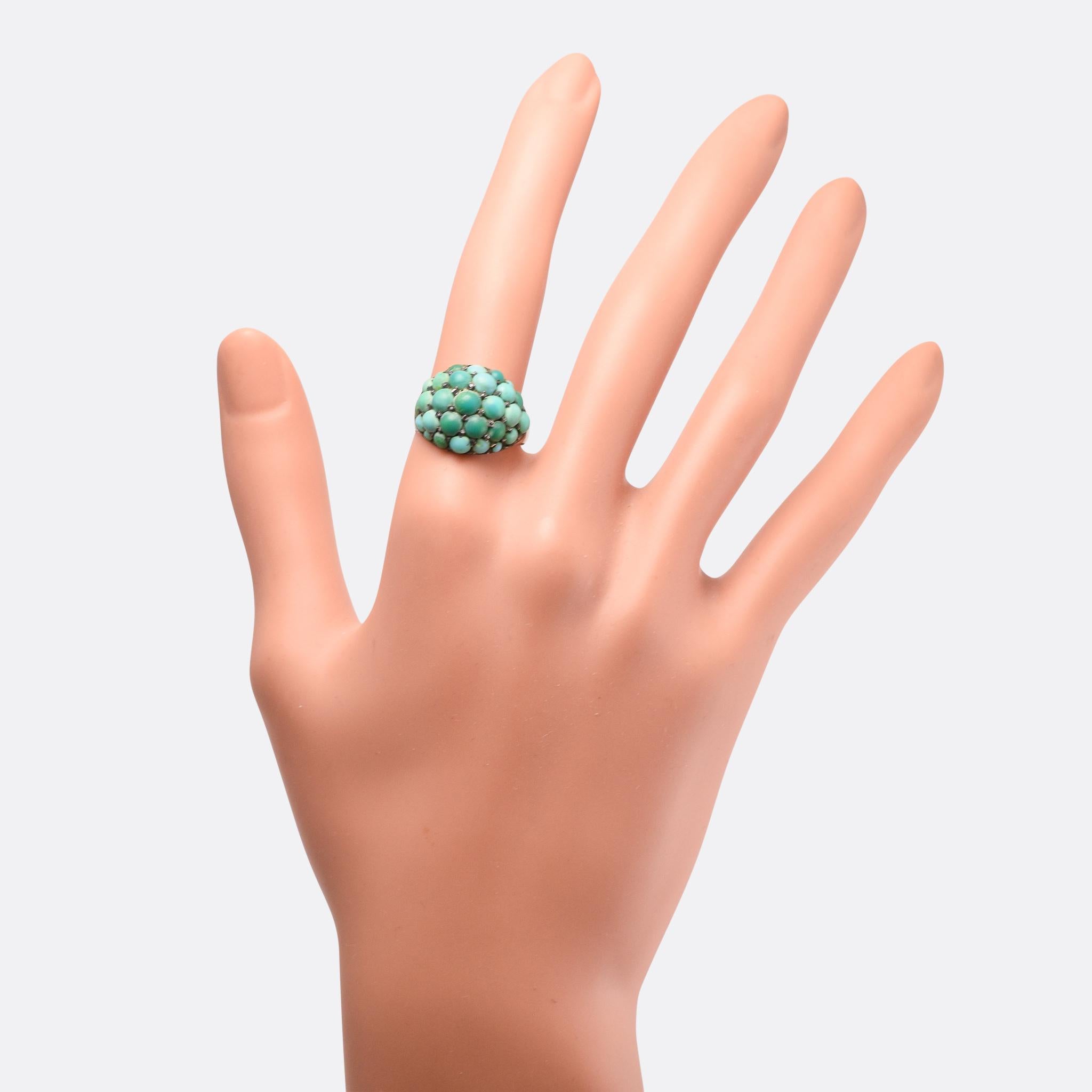 Women's Antique Victorian Pavé Turquoise Bombé Ring