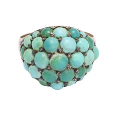 Antique Victorian Pavé Turquoise Bombé Ring