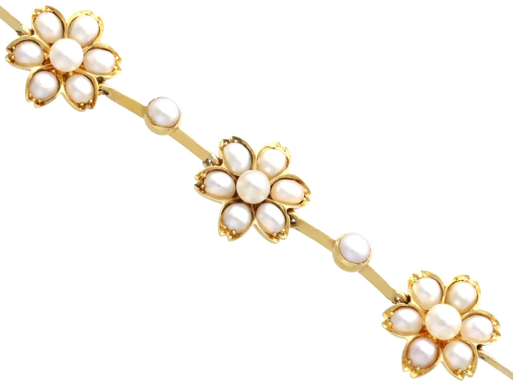 Ensemble collier et bracelet victorien ancien en perles et or jaune 18 carats en vente 6
