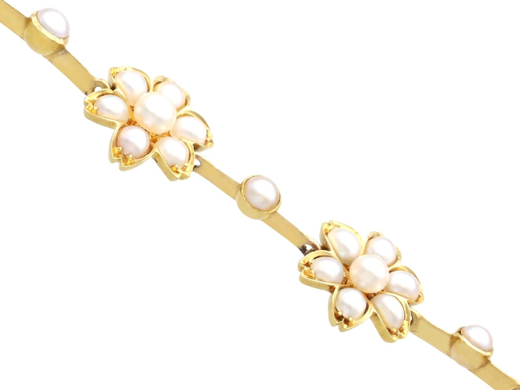 Ensemble collier et bracelet victorien ancien en perles et or jaune 18 carats en vente 7