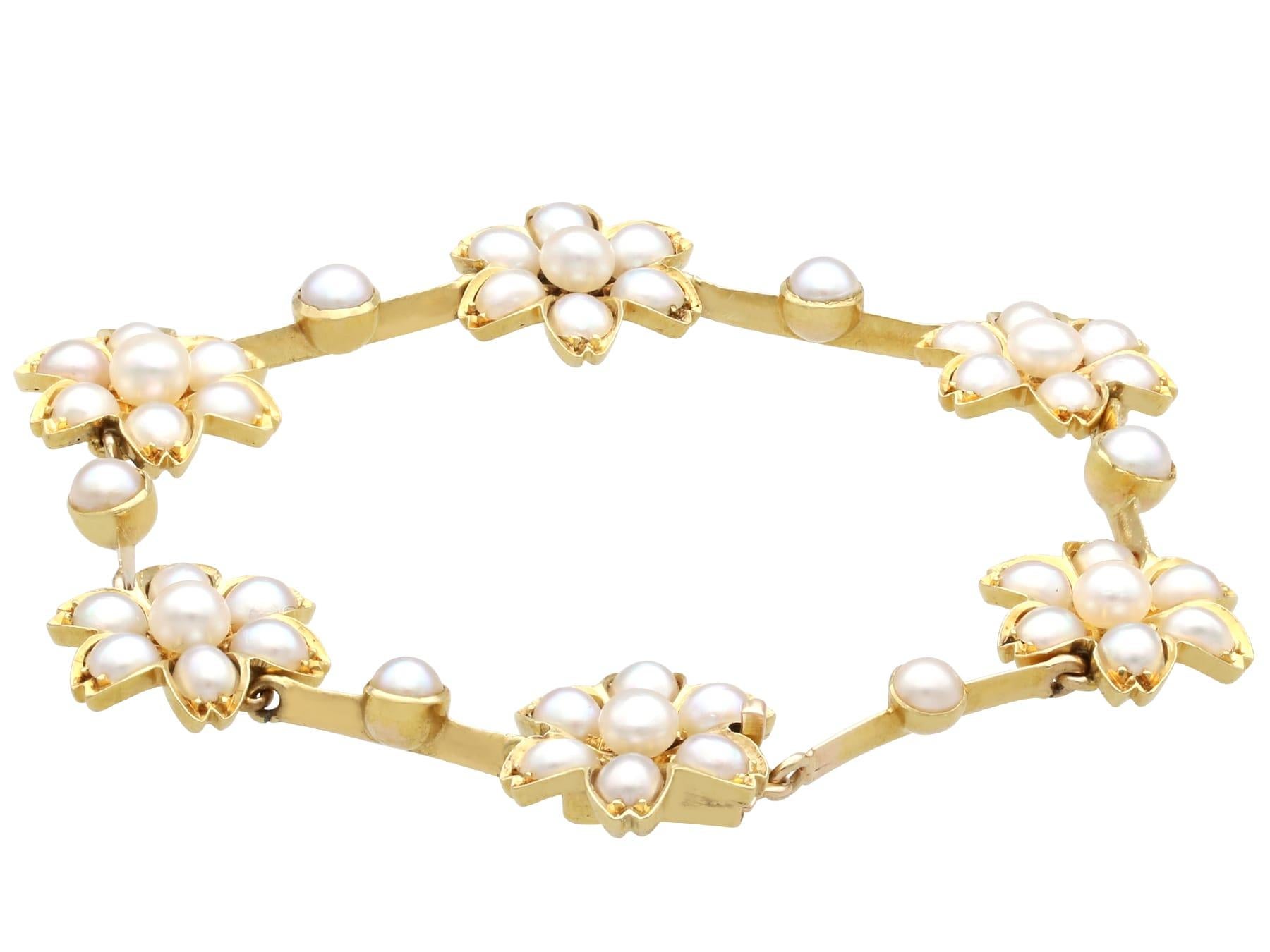 Ensemble collier et bracelet victorien ancien en perles et or jaune 18 carats en vente 9