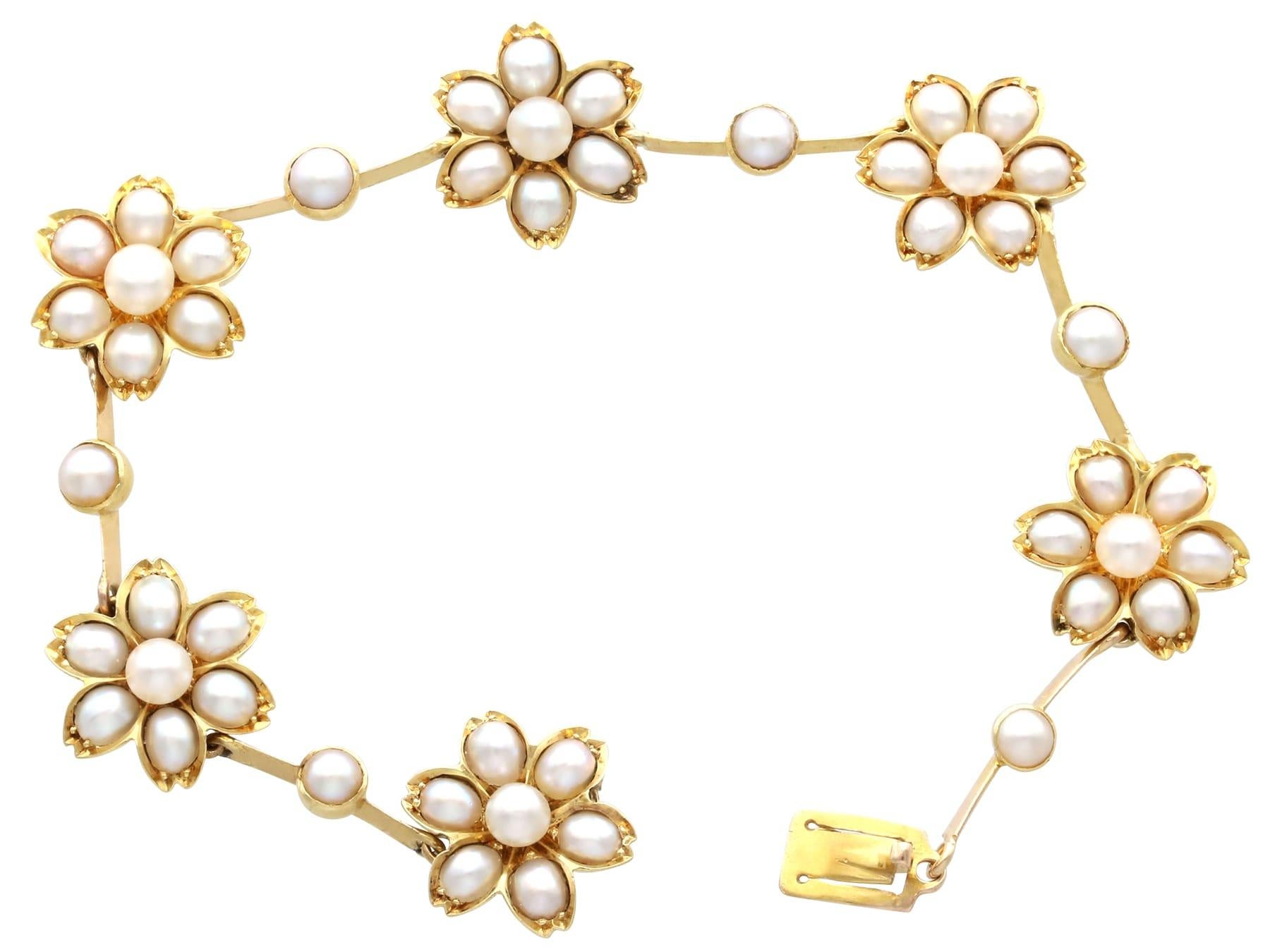 Ensemble collier et bracelet victorien ancien en perles et or jaune 18 carats en vente 10