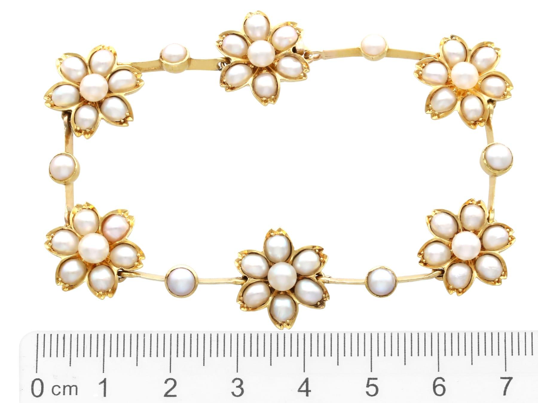 Ensemble collier et bracelet victorien ancien en perles et or jaune 18 carats en vente 11