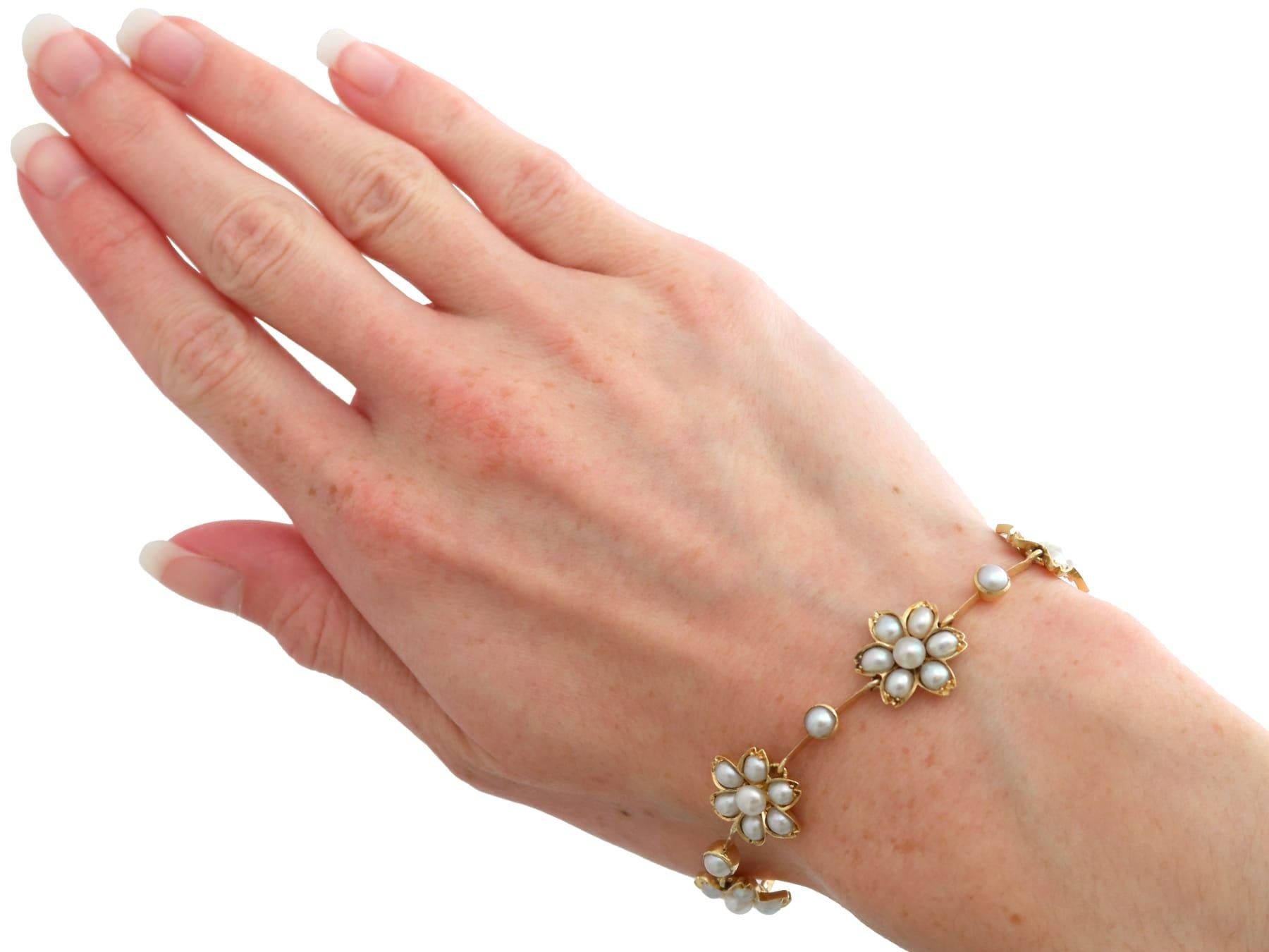 Ensemble collier et bracelet victorien ancien en perles et or jaune 18 carats en vente 13