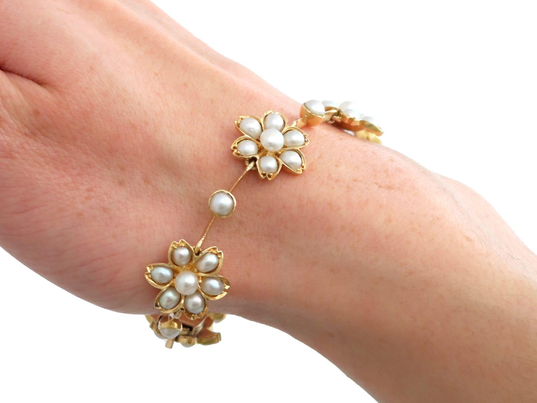 Ensemble collier et bracelet victorien ancien en perles et or jaune 18 carats en vente 14