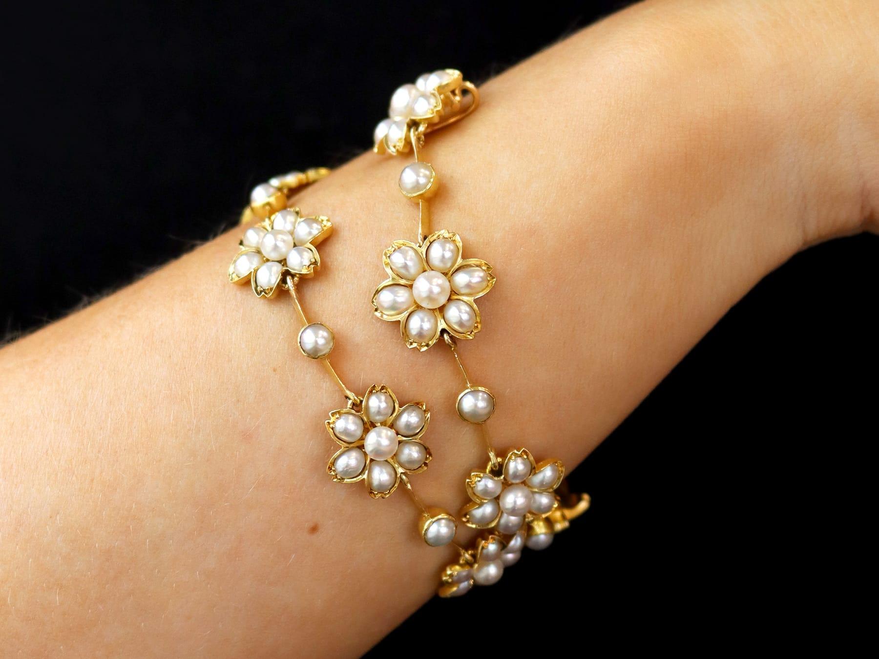 Ensemble collier et bracelet victorien ancien en perles et or jaune 18 carats Excellent état - En vente à Jesmond, Newcastle Upon Tyne