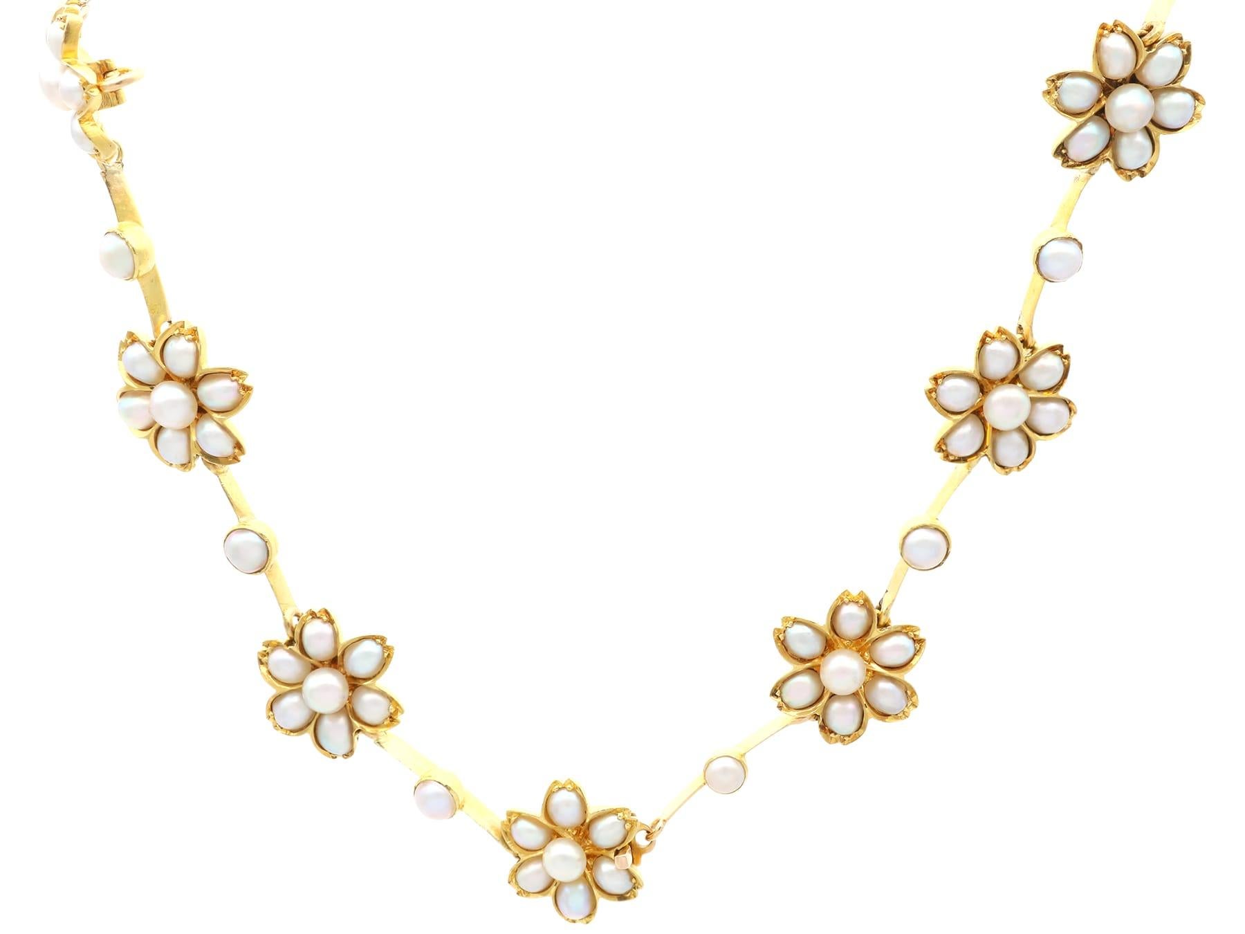 Ensemble collier et bracelet victorien ancien en perles et or jaune 18 carats en vente 1