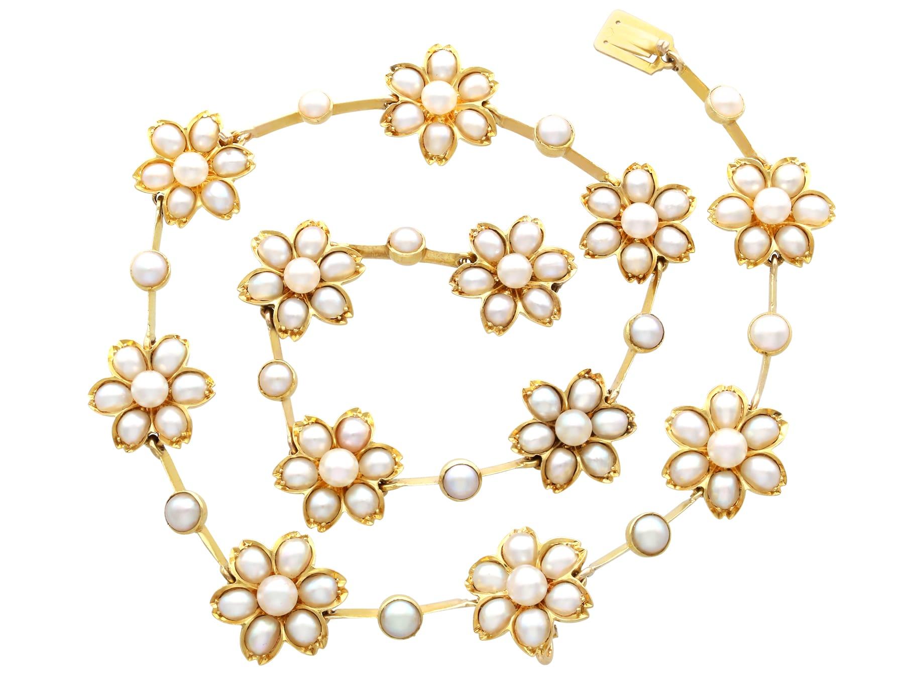 Ensemble collier et bracelet victorien ancien en perles et or jaune 18 carats en vente 2