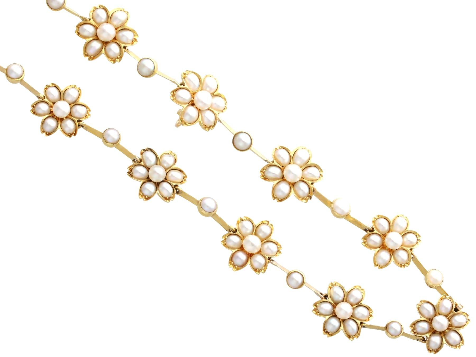 Ensemble collier et bracelet victorien ancien en perles et or jaune 18 carats en vente 3
