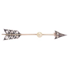 Antique Victorian Pearl Diamond Arrow Brooch