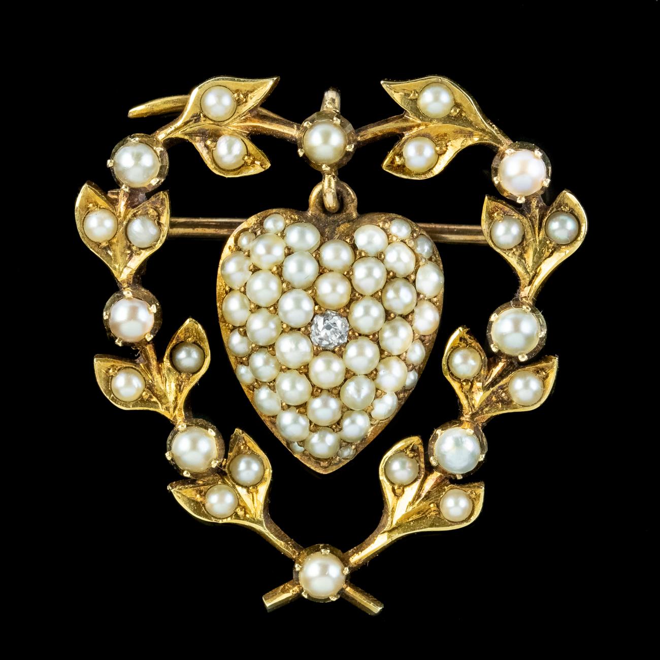 pearl heart brooch