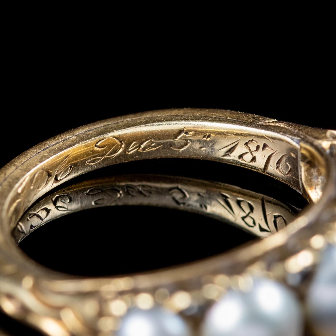 Antique Victorian Pearl Diamond 18 Carat Gold, circa 1860 Ring 2
