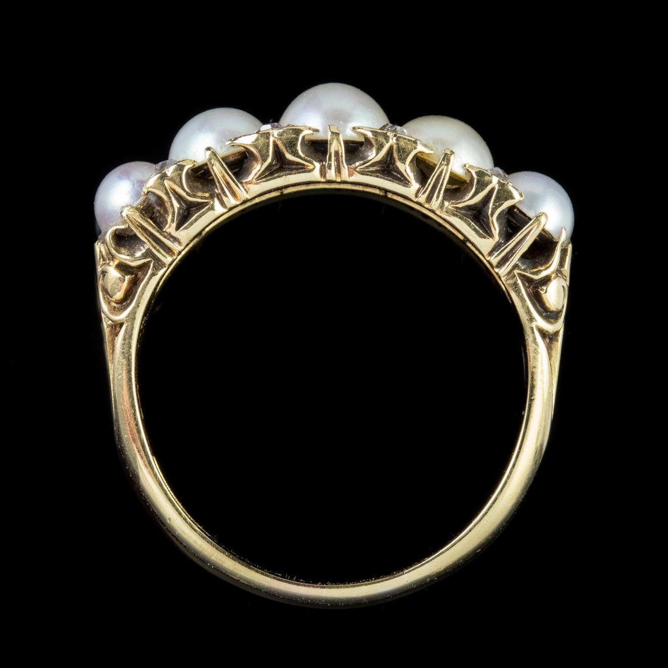 Antique Victorian Pearl Diamond Ring 18ct Gold Circa 1870 For Sale 1