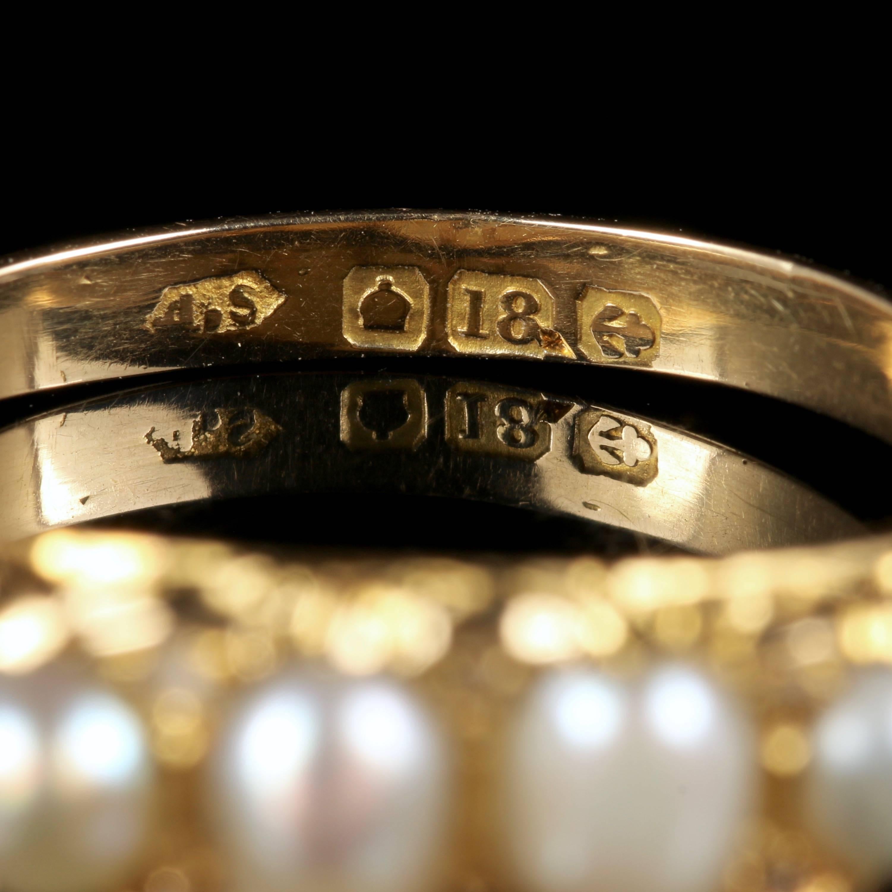 Women's Antique Victorian Pearl Diamond Ring 18 Carat Gold, circa 1870