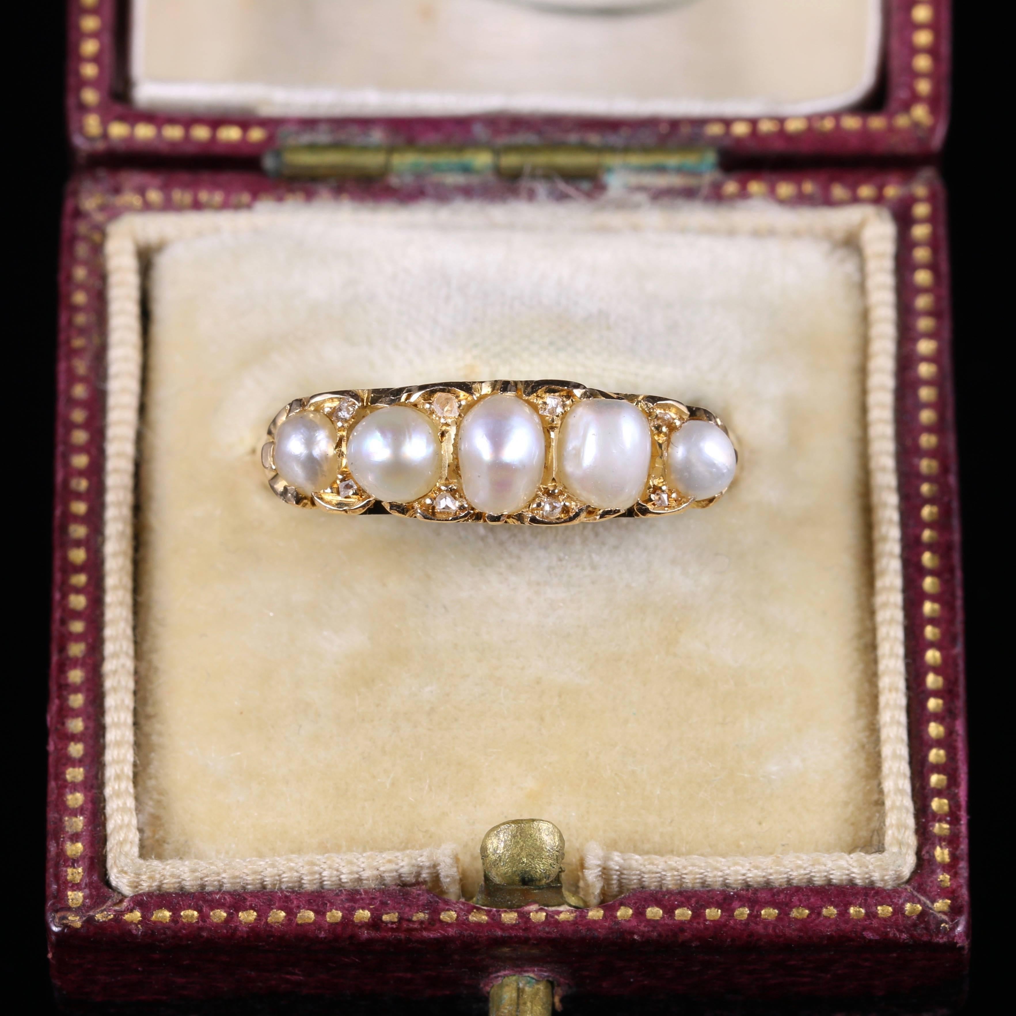 Antique Victorian Pearl Diamond Ring 18 Carat Gold, circa 1870 1