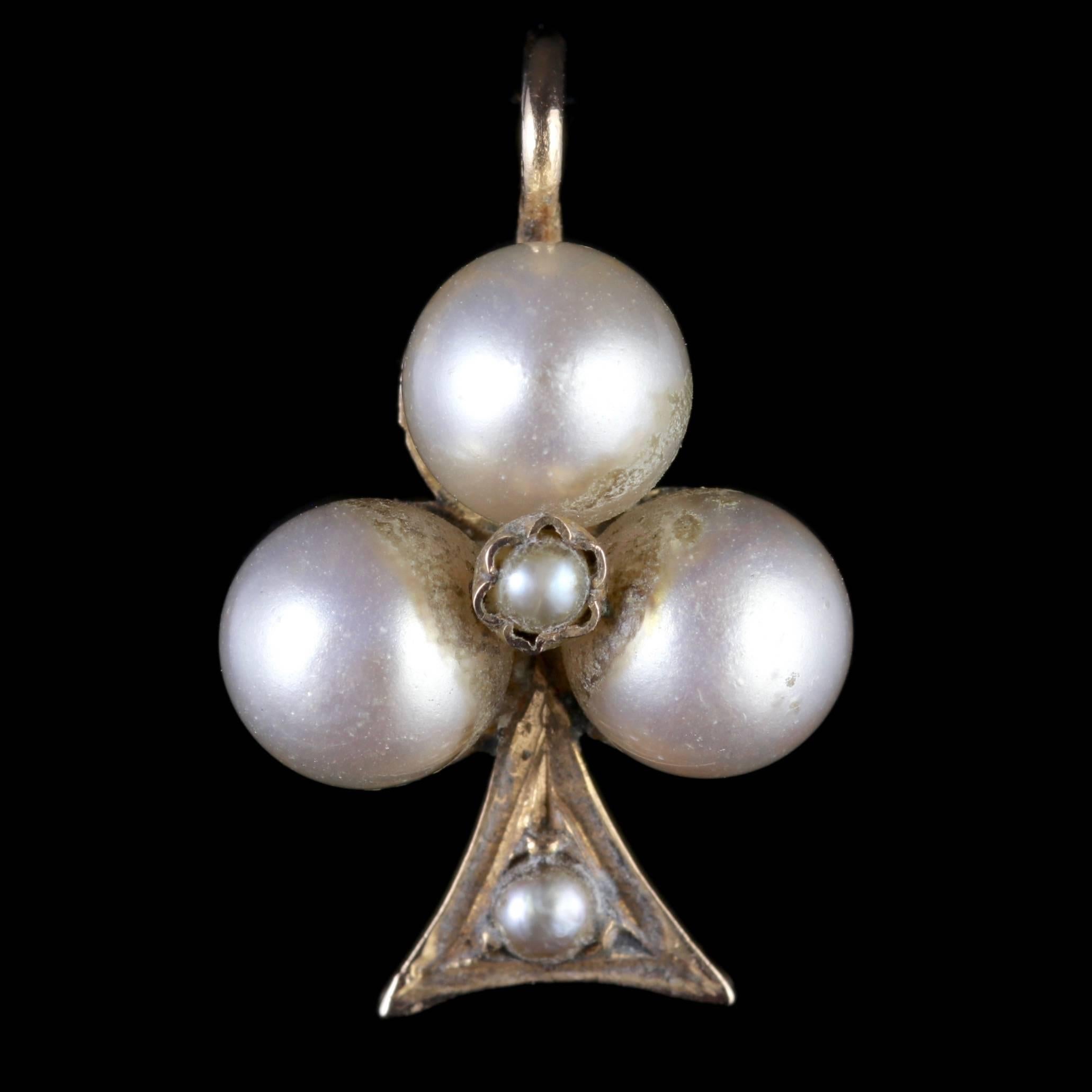 To read more please click continue reading below-

This fabulous pair of antique 18ct Gold Victorian Pearl earrings are Circa 1900. 

Each earring is adorned with three large creamy Pearls with two smaller Pearls set into the gallery as