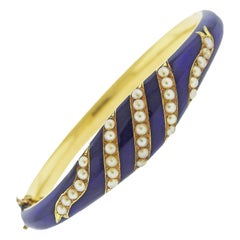 Antique Victorian Pearl Enamel Gold Bracelet