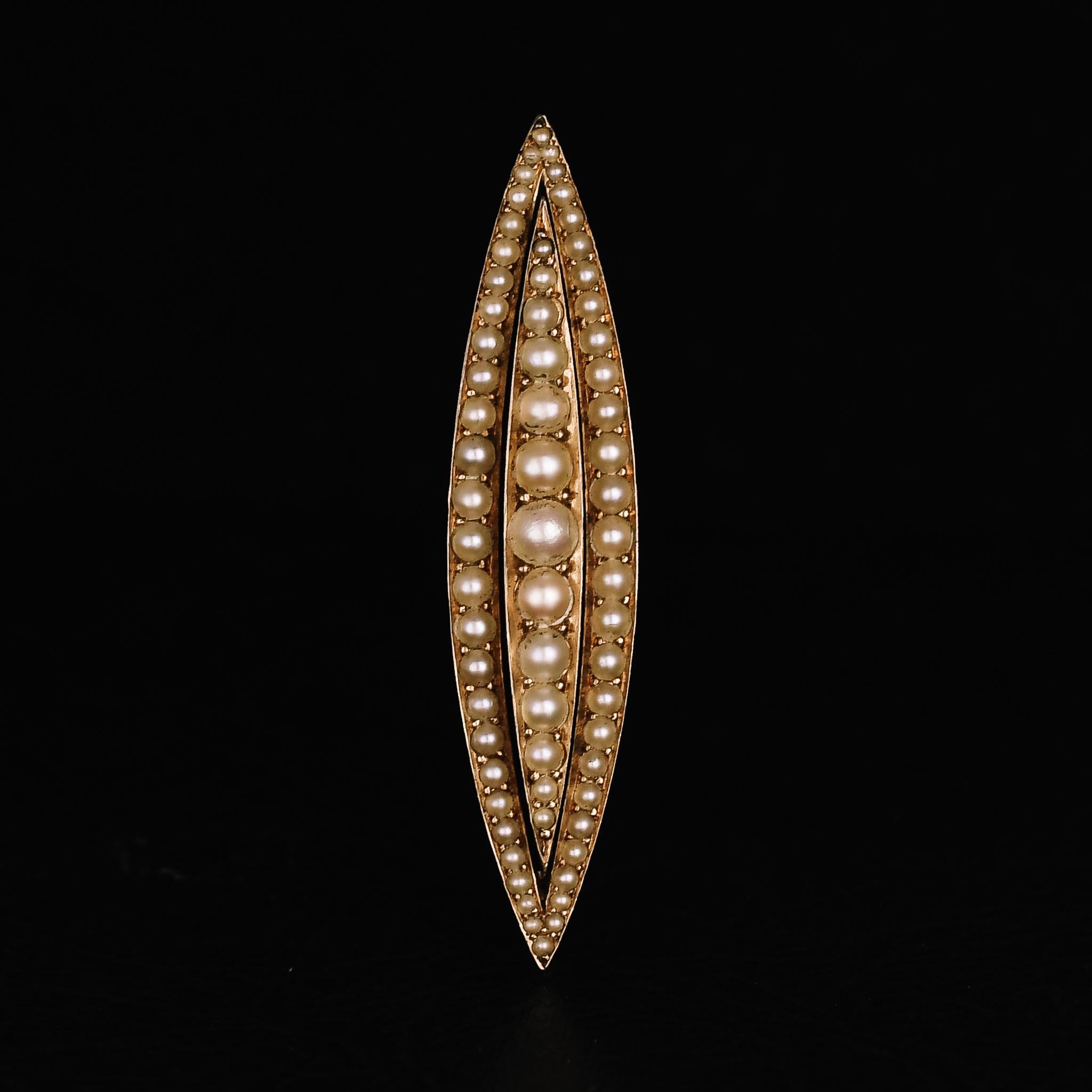 Round Cut Antique Victorian Pearl Fertility Brooch For Sale
