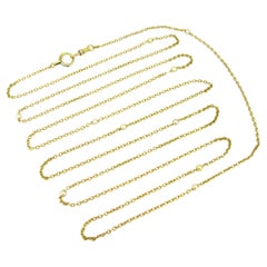 Antique Victorian Pearl Long Guard Chain, 68in, 18kt Yellow Gold, France, c.1880