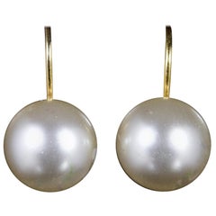 Antique Victorian Pearl Screw Earrings, circa 1900