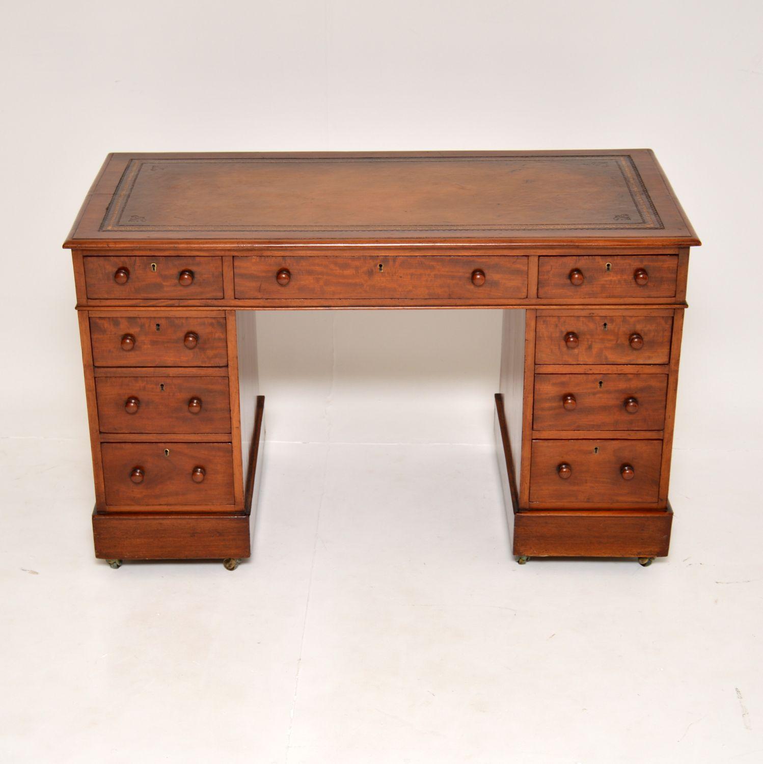 English Antique Victorian Pedestal Desk