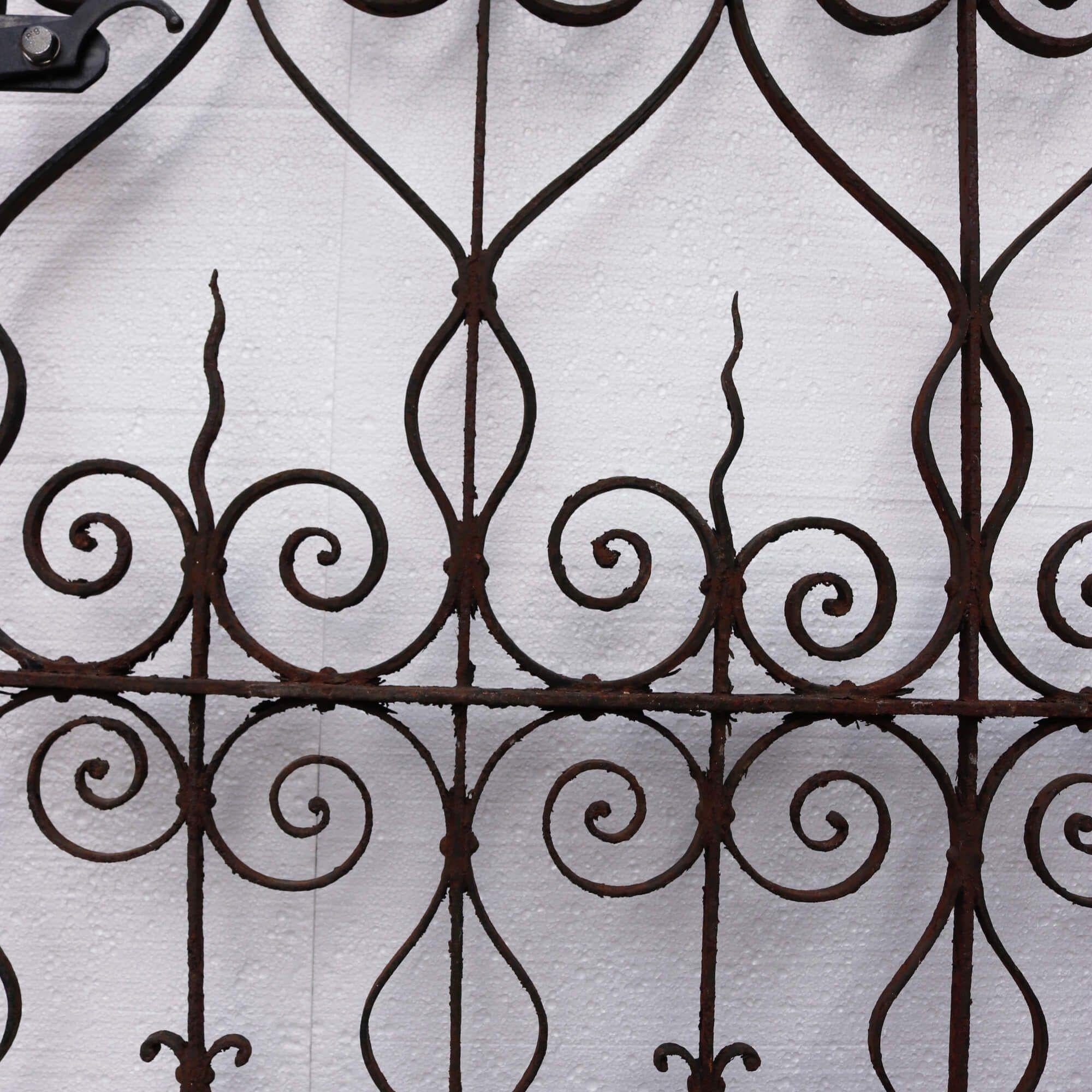 19th Century Antique Victorian Pedestrian Wrought Iron Gate with Scrolling Hearts For Sale