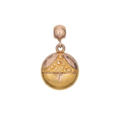 Antique Victorian Pendant Small Charm Vintage 10k Yellow Gold Hand Etched