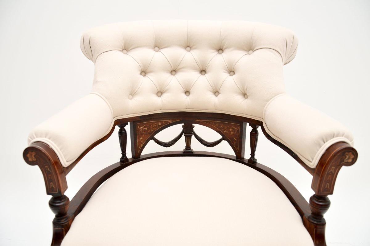 Fabric Antique Victorian Period Armchair